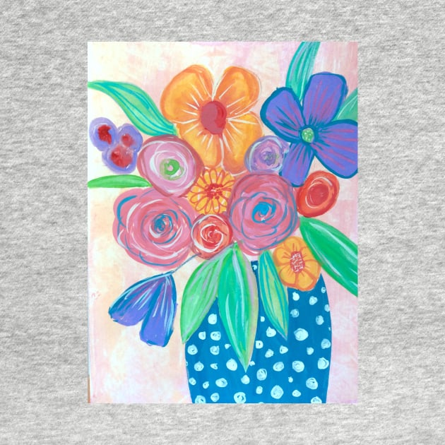 Bright Expressive Florals in vase by MyCraftyNell